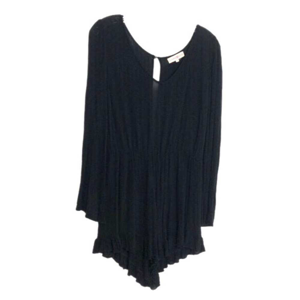 Altar’d State Black Long Sleeve Open Back Romper M